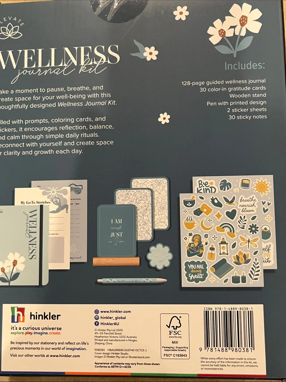 Wellness Journal Kit - Blue Floral Self-Care Notebook Set